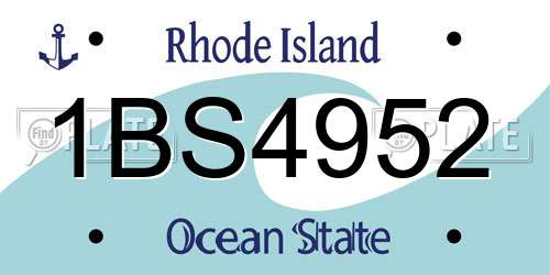 1BS4952 Rhode Island License Plate