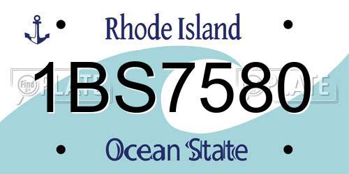 1BS7580 Rhode Island License Plate