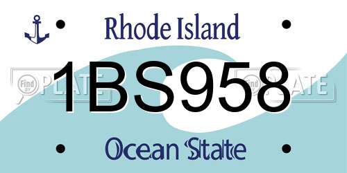 1BS958 Rhode Island License Plate