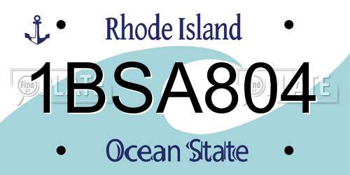 1BSA804 Rhode Island License Plate