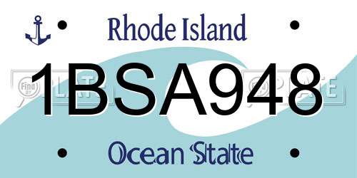 1BSA948 Rhode Island License Plate