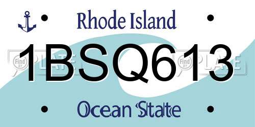 1BSQ613 Rhode Island License Plate