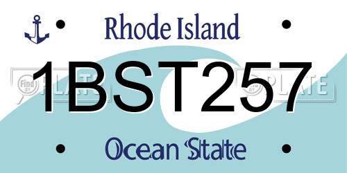 1BST257 Rhode Island License Plate