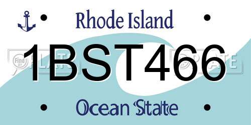 1BST466 Rhode Island License Plate