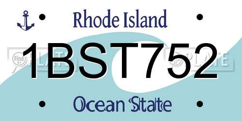 1BST752 Rhode Island License Plate