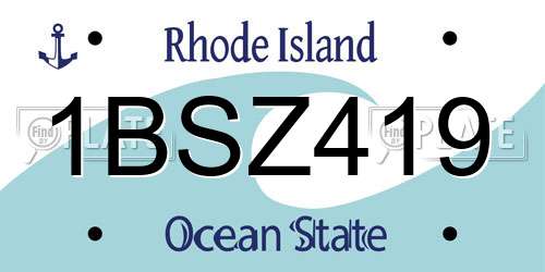 1BSZ419 Rhode Island License Plate
