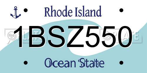 1BSZ550 Rhode Island License Plate