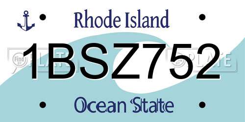 1BSZ752 Rhode Island License Plate