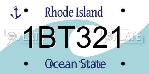 1BT321 Rhode Island License Plate