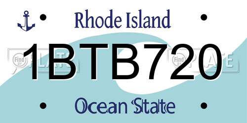 1BTB720 Rhode Island License Plate
