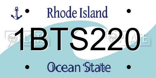 1BTS220 Rhode Island License Plate
