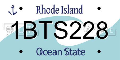 1BTS228 Rhode Island License Plate