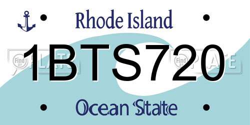 1BTS720 Rhode Island License Plate