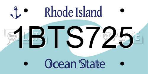 1BTS725 Rhode Island License Plate