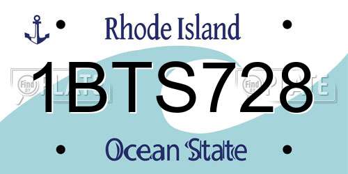 1BTS728 Rhode Island License Plate