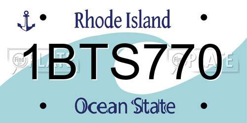 1BTS770 Rhode Island License Plate