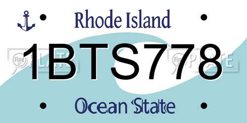 1BTS778 Rhode Island License Plate