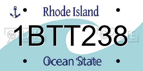 1BTT238 Rhode Island License Plate
