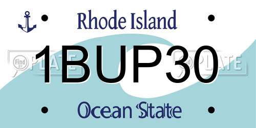 1BUP30 Rhode Island License Plate