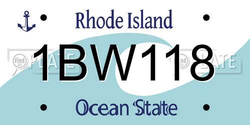 1BW118 Rhode Island License Plate