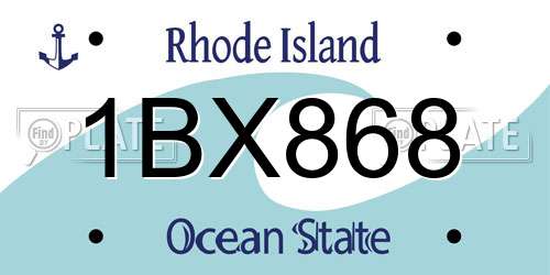 1BX868 Rhode Island License Plate