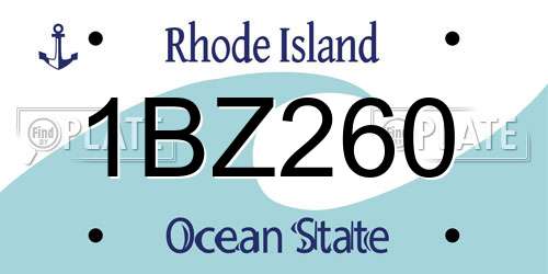 1BZ260 Rhode Island License Plate
