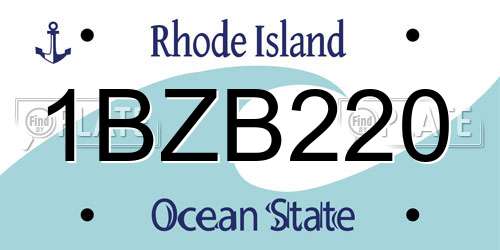 1BZB220 Rhode Island License Plate