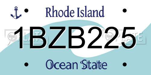 1BZB225 Rhode Island License Plate