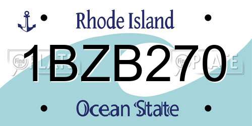 1BZB270 Rhode Island License Plate