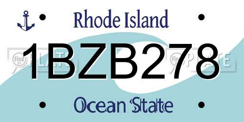 1BZB278 Rhode Island License Plate