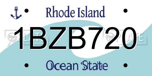 1BZB720 Rhode Island License Plate
