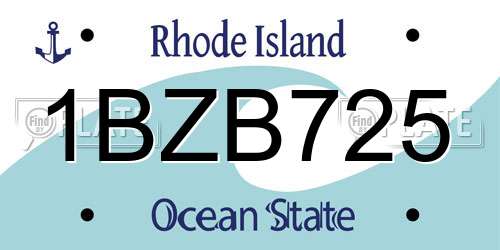 1BZB725 Rhode Island License Plate