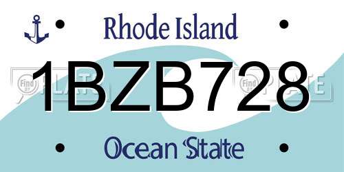 1BZB728 Rhode Island License Plate