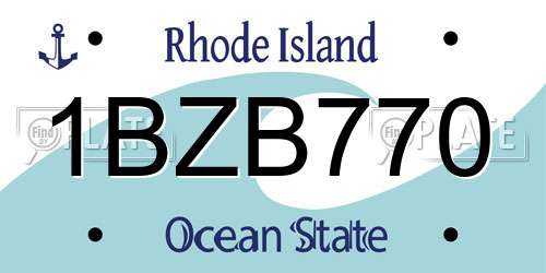 1BZB770 Rhode Island License Plate