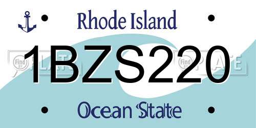 1BZS220 Rhode Island License Plate