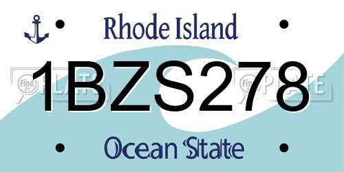 1BZS278 Rhode Island License Plate