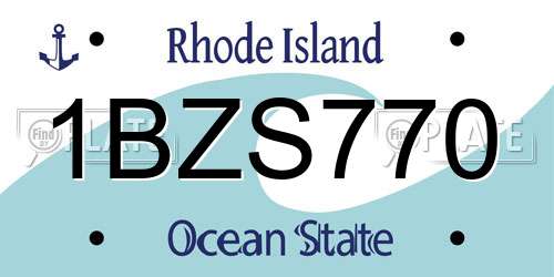 1BZS770 Rhode Island License Plate