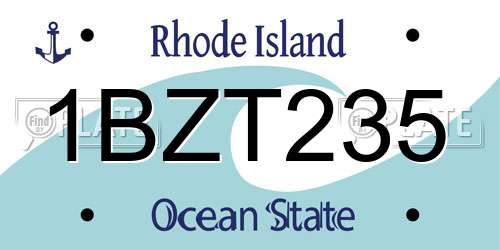 1BZT235 Rhode Island License Plate