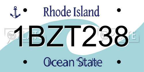 1BZT238 Rhode Island License Plate