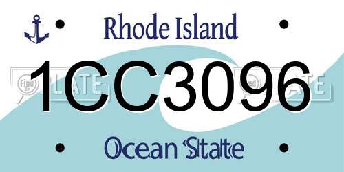 1CC3096 Rhode Island License Plate