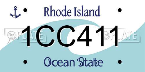 1CC411 Rhode Island License Plate
