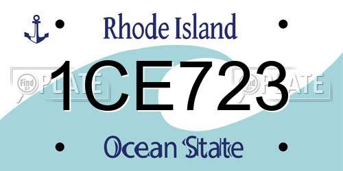 1CE723 Rhode Island License Plate