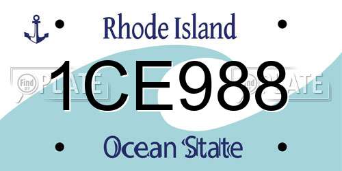 1CE988 Rhode Island License Plate