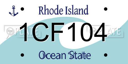 1CF104 Rhode Island License Plate