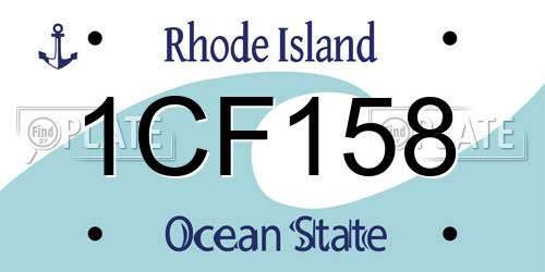 1CF158 Rhode Island License Plate