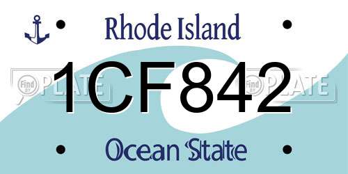 1CF842 Rhode Island License Plate