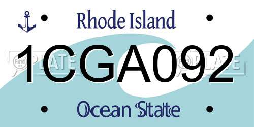1CGA092 Rhode Island License Plate