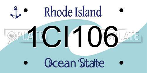 1CI106 Rhode Island License Plate