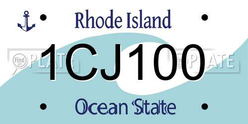 1CJ100 Rhode Island License Plate