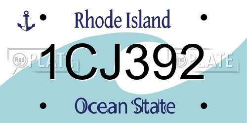 1CJ392 Rhode Island License Plate